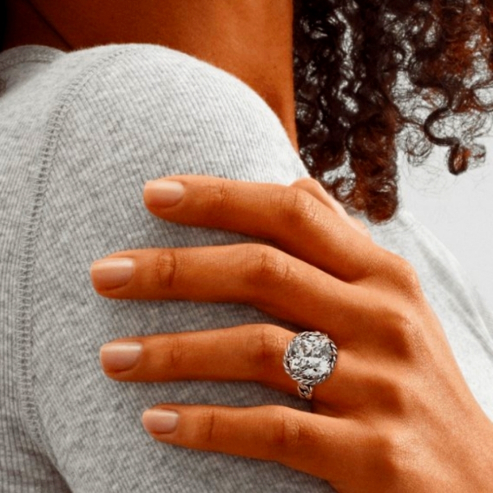 Silpada Braided Brilliance Ring 0.925 Sterling Silver Cut CZ Bold Statement